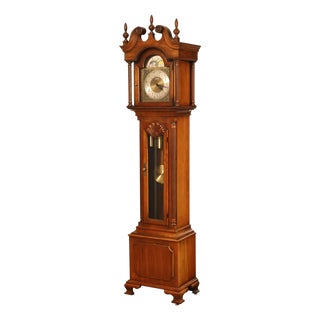 Howard Miller Chippendale Style Cherry Grandfather Grandmother Clock For Sale