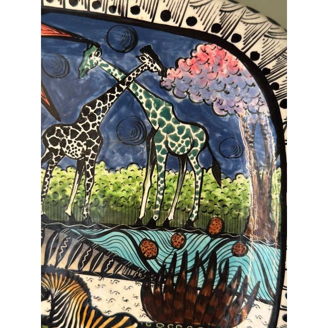 Ceramic 2005 Signed Penzo African Wildlife Ceramic Platter For Sale - Image 7 of 11