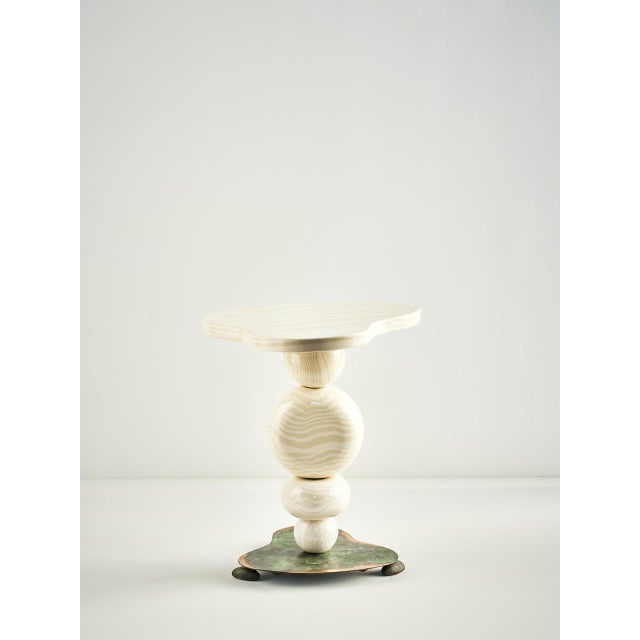 Not Yet Made - Made To Order Oatmeal and Green Ceramic and Bronze Alto Side Table by Henry Holland Studio For Sale - Image 5 of 5