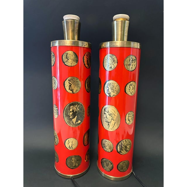 Italian Pair of Vintage Fornasetti Table Lamps For Sale - Image 3 of 8