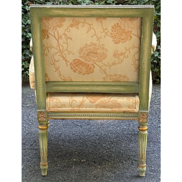 Textile Vintage French Regency Parcel Gilt Upholstered Accent Armchair For Sale - Image 7 of 12