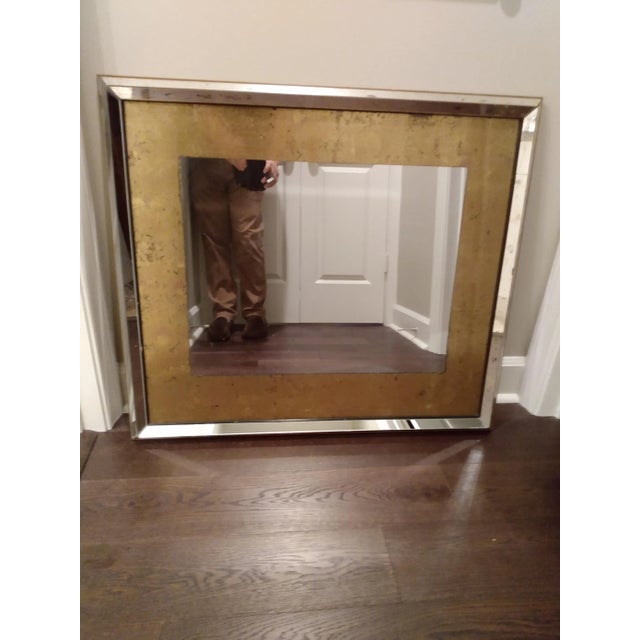 Vintage Glass Gold and Silver-Tone Mirror For Sale - Image 10 of 10