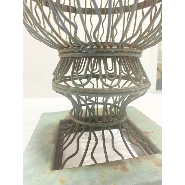 Forest Green Vintage Victorian-Style Wire Garden Urn Planter With Pedestal Base For Sale - Image 8 of 8