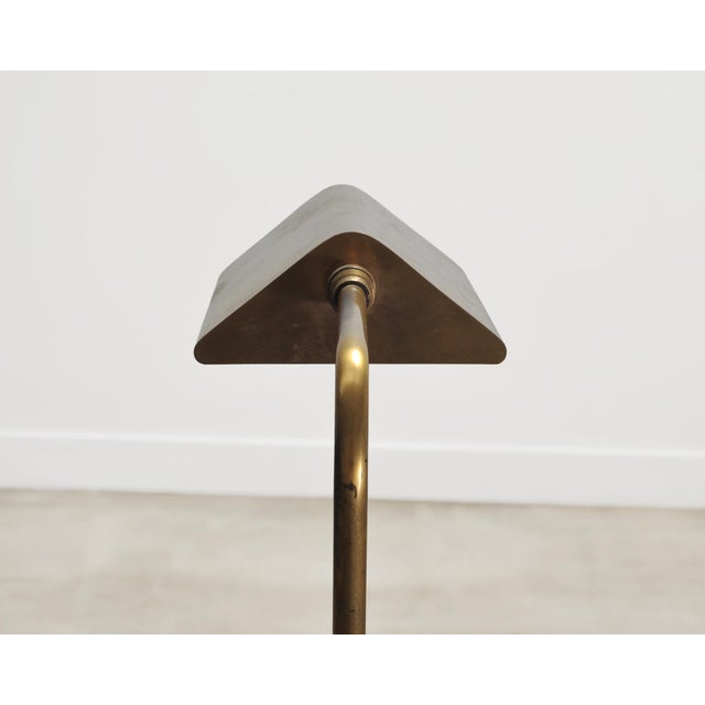 Mid-Century Patinated Brass Adjustable Pharmacy Floor Lamp For Sale - Image 11 of 16