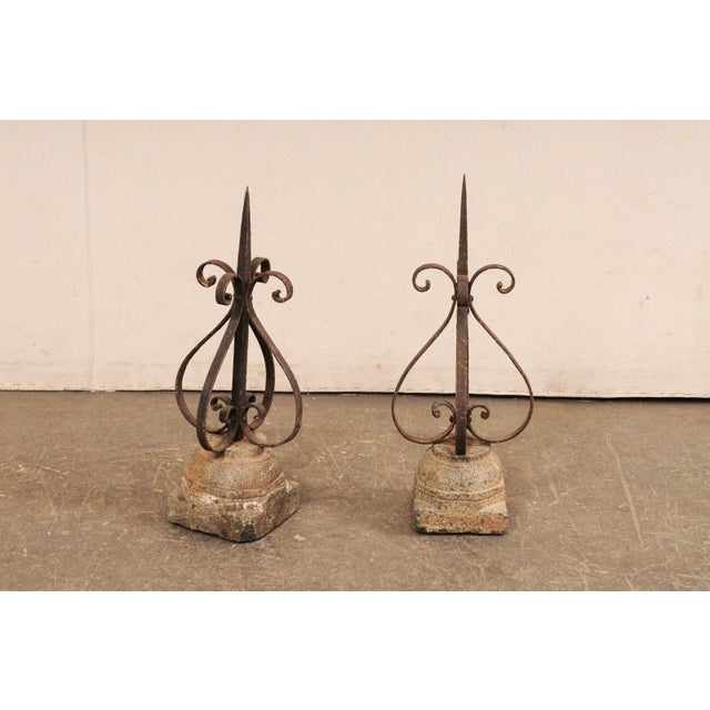 19th Century French 19th Century Iron Finials on Granite Bases - Set of 2 For Sale - Image 5 of 9
