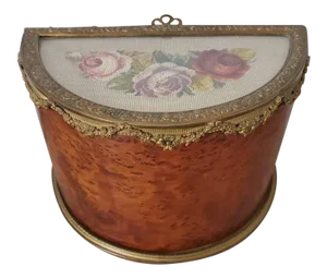 19th Century French Belle Epoch Revolving Door Demilune Decorative Box