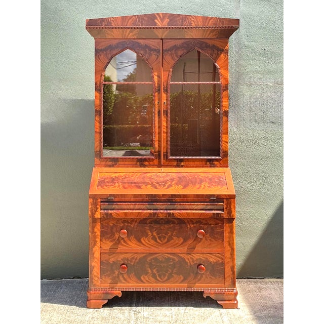 Vintage Empire Drop Front Secretary Desk For Sale - Image 4 of 12