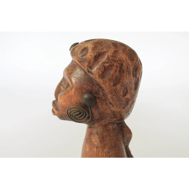Wood Carved Wood African Bust Figure For Sale - Image 7 of 7