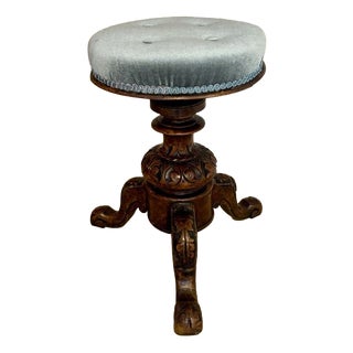 Antique Victorian Carved Walnut Stool, 1880 For Sale