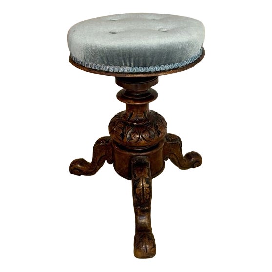 Antique Victorian Carved Walnut Stool, 1880 For Sale