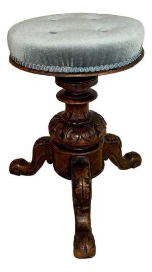 Antique Victorian Carved Walnut Stool, 1880