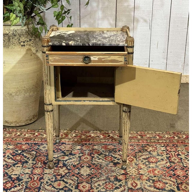 Louis XVI Bedside Table in Beechwood with a Marble Top, 19th Century For Sale - Image 18 of 18