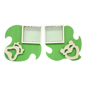 Vintage Mid Century Modern Green Theater Mask Shadowbox Wall Pocket Shelf - Pair