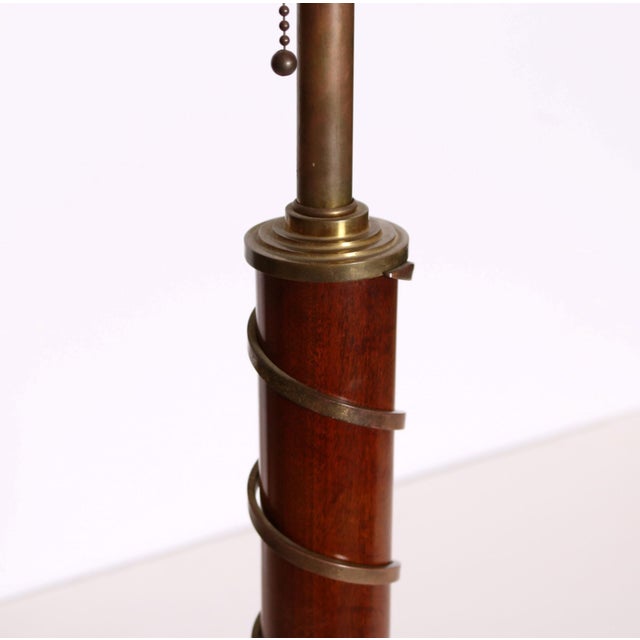 Modern Mid-20th Century Classical Wood and Bronze Table Lamp, Italy For Sale - Image 3 of 8