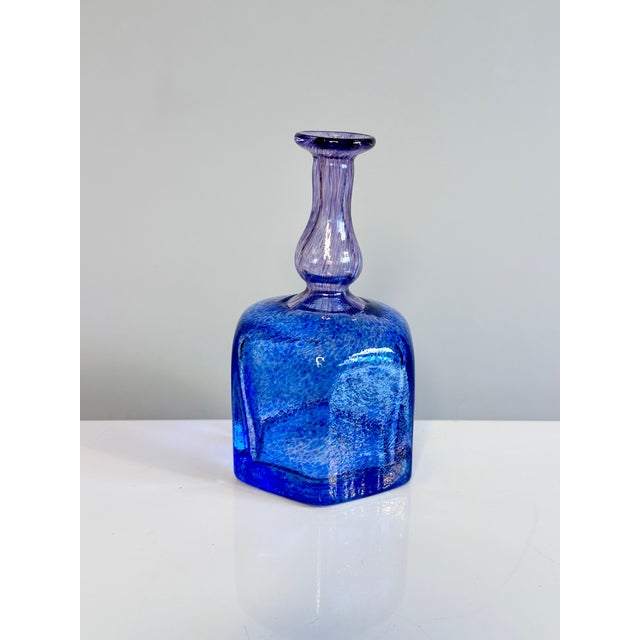 Handcrafted hexagonal bud vase “Antikva” by Bertil Vallien from the artist collection of the Swedish manufacturer Kosta...