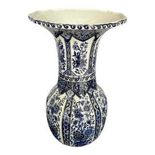 Vintage Belgium Delft Blue & White Vase by Boch for Royal Sphinx Holland For Sale