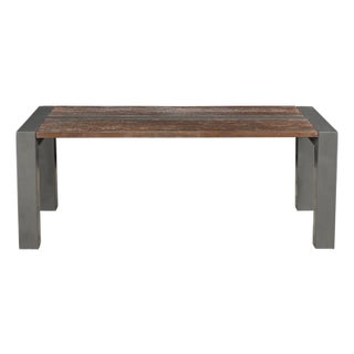1930s Rustic Brown Reclaimed Wood Coffee Table With Metal Legs – 1 Piece For Sale