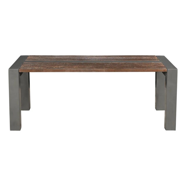 1930s Rustic Brown Reclaimed Wood Coffee Table With Metal Legs – 1 Piece For Sale