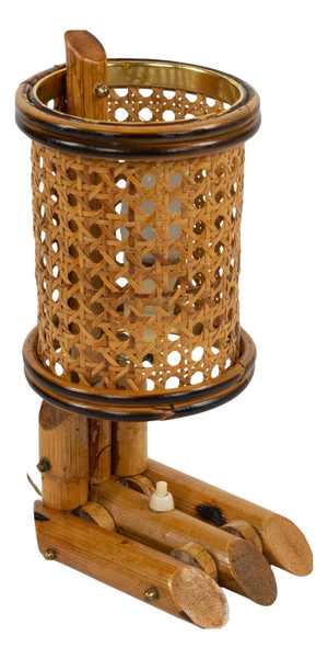 Mid-Century Modern Bamboo and Rattan Table Lamp, 1970s