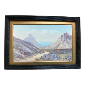 English Coastal Scene in Gouache by Listed Artist H W Hicks. Early 20th Century