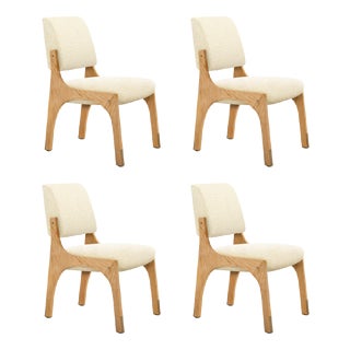 Arches II Dining Chairs in Oak and Bouclé by Insidherland, Set of 4 For Sale