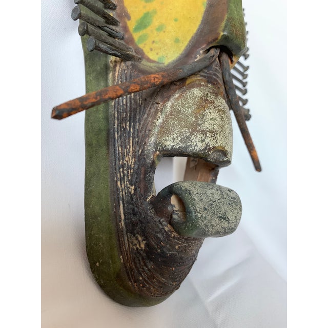 Alvino Bagni Italian Pottery Tribal Mask Sculpture For Sale - Image 9 of 13