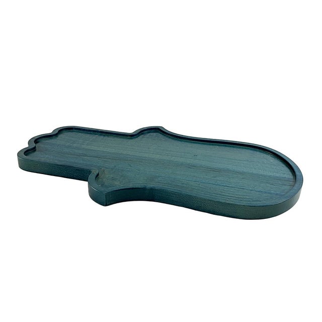This handcrafted Hamsa Hand Tray is carved from solid maple and finished in a custom teal stain that highlights the...