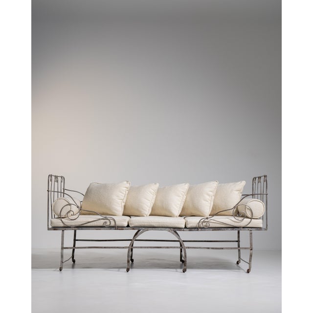 Early 20th Century French Wrought Iron Daybed With Cushions For Sale - Image 14 of 18