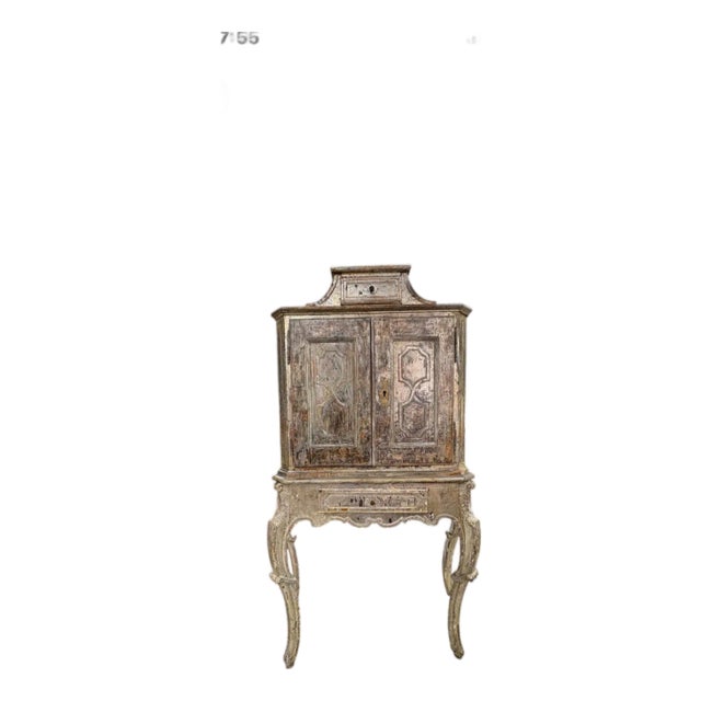 18th Century Venetian Baroque Silver Giltwood Cabinet For Sale