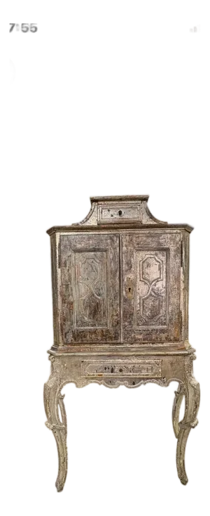 18th Century Venetian Baroque Silver Giltwood Cabinet