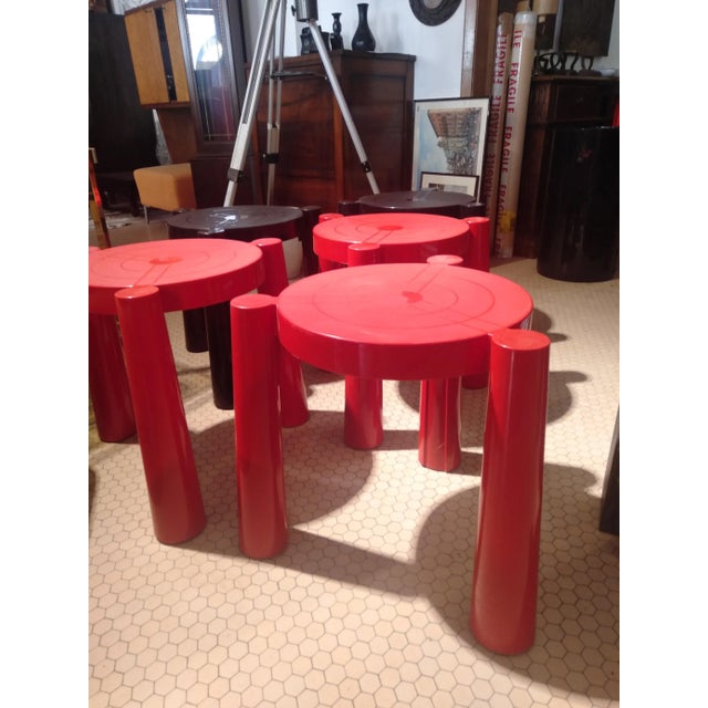 Plastic Stools in Red and Black from Kartell, Set of 5 For Sale - Image 7 of 13