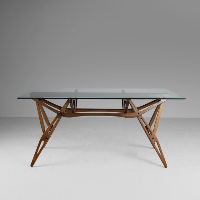 Mid-Century Modern Rectangular Table in Wood and Glass by Carlo Mollino for Zanotta, 1980s For Sale - Image 3 of 11
