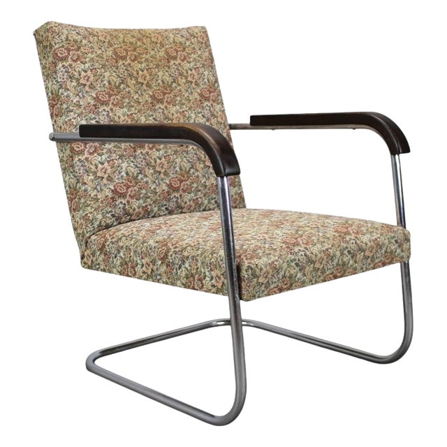 Bauhaus Lounge Chair in Chrome Tubular Steel by Anton Lorenz, Czechoslovakia, 1930s For Sale