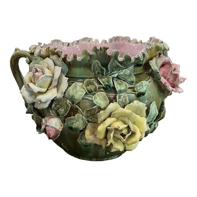 Circa 1900 Majolica Jardiniere For Sale