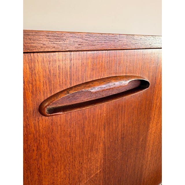 Wood Authentic Vintage British Mid-Century Teak Drop-Front Cabinet Bar Inspired by G Plan For Sale - Image 7 of 13