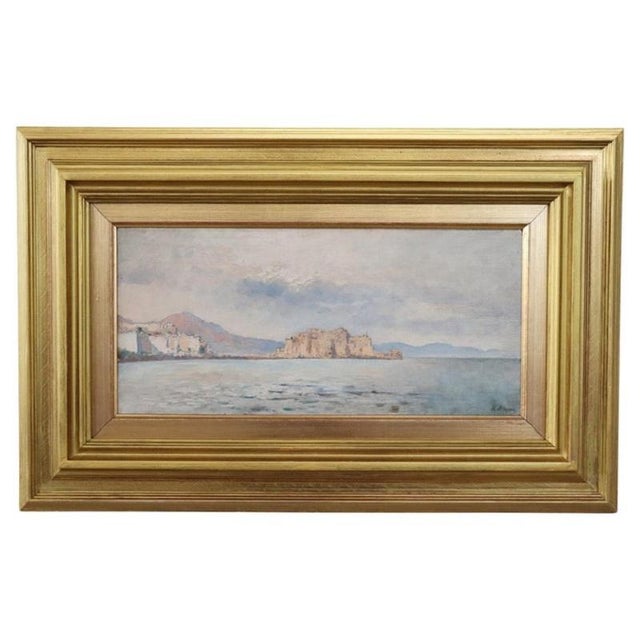 View of the Gulf of Naples, Oil Painting on Board, Early 20th Century, Framed For Sale - Image 13 of 13