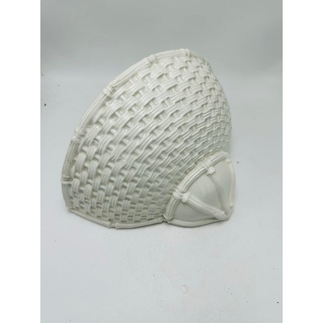 Coastal Vintage Ceramic Wall Pocket For Sale - Image 3 of 6