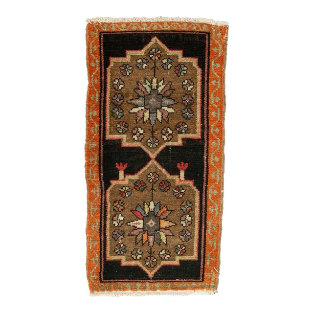 Brown & Orange Mini Rug For Sale