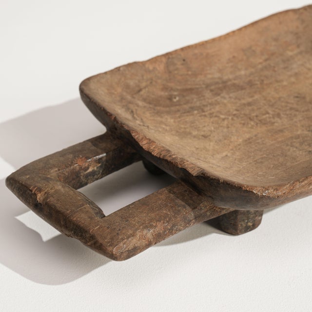 Wood Mid 20th Century Mali Brutalist Brown Wood Platter For Sale - Image 7 of 18