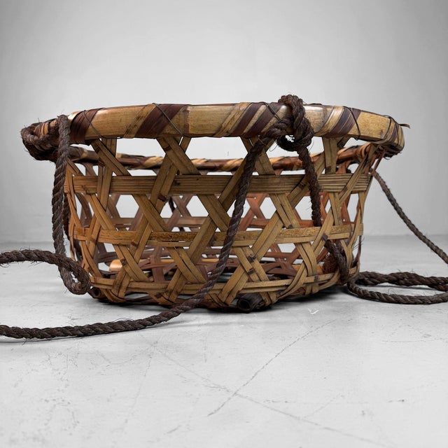 Mid-Century Modern Japanese Bamboo Hanging Basket, 1950s For Sale - Image 3 of 15