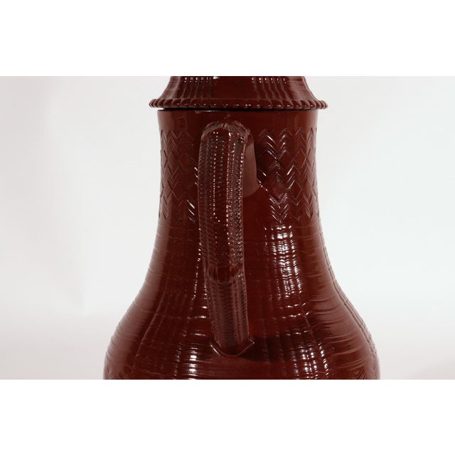 Red Staffordshire Redware Engine-Turned Large Coffee Pot, Signed Myatt For Sale - Image 8 of 14