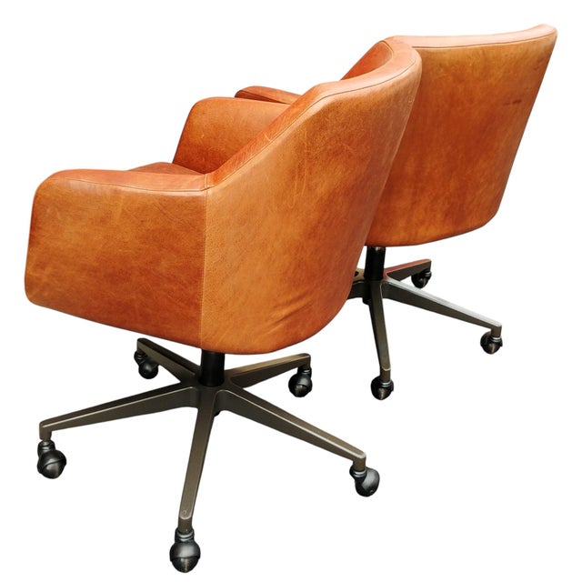 West Elm Elevate Your Workspace: Set of 4 West Elm Helvetica Genuine Leather Chairs For Sale - Image 4 of 10