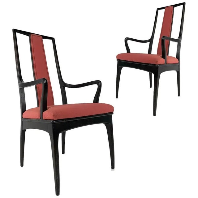 Sleek Mahogany Dining / Occasional Arm Chairs by John Stuart - a Pair For Sale - Image 12 of 12