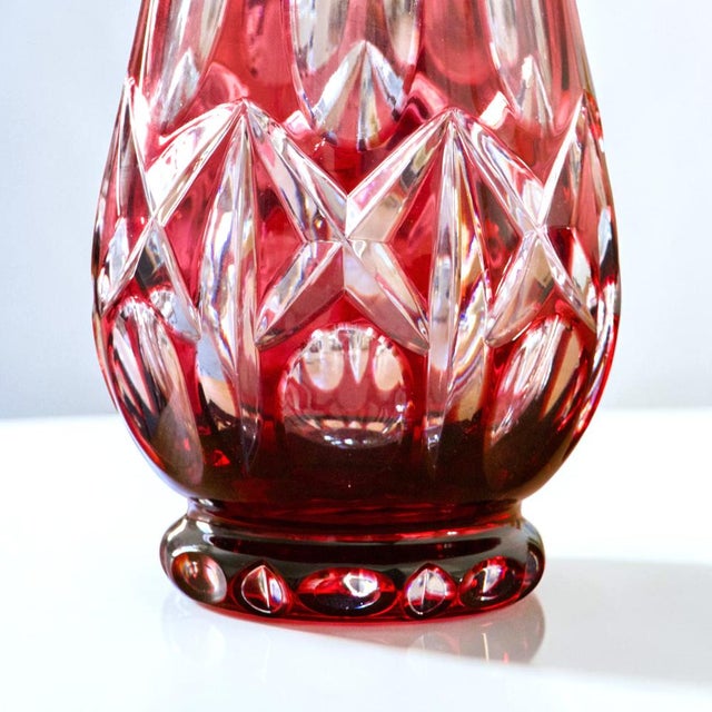 German Ruby ​​Crystal Vase by WMF, 1960 For Sale - Image 4 of 6
