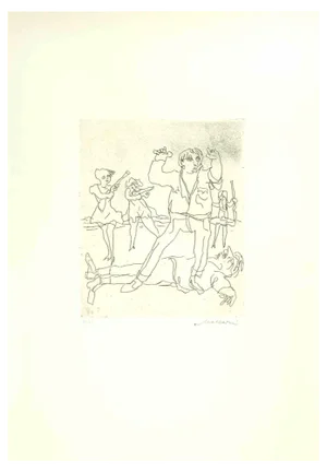Mino Maccari, Figures, Etching, Mid-20th Century