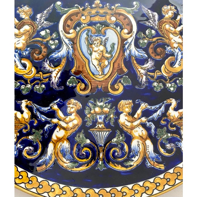 1960s Gien France Faience “Renaissance” Pattern Decorative Plate For Sale - Image 4 of 11