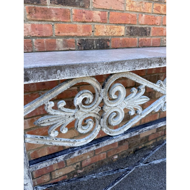 Traditional Iron and Marble Small Console Table For Sale - Image 3 of 9