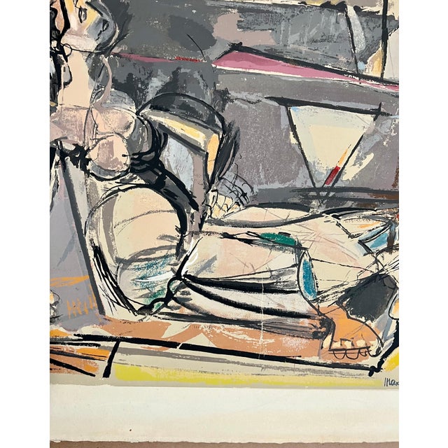 Gray Max Weber, American Modernist Cubist Lithograph Screenprint "Reclining Woman" Max Weber, 1956 For Sale - Image 8 of 13