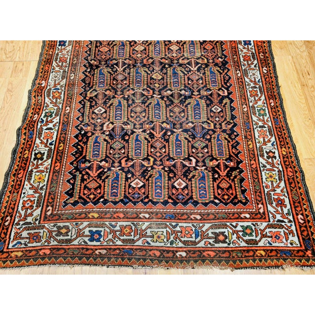 Vintage Persian Malayer Rug, Hand-Knotted Wool, Paisley Pattern, 5x6, Navy & Ivory For Sale - Image 13 of 18