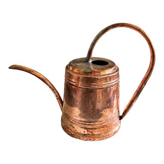 Vintage Copper Watering Can With Long Spout and Aged Patina For Sale